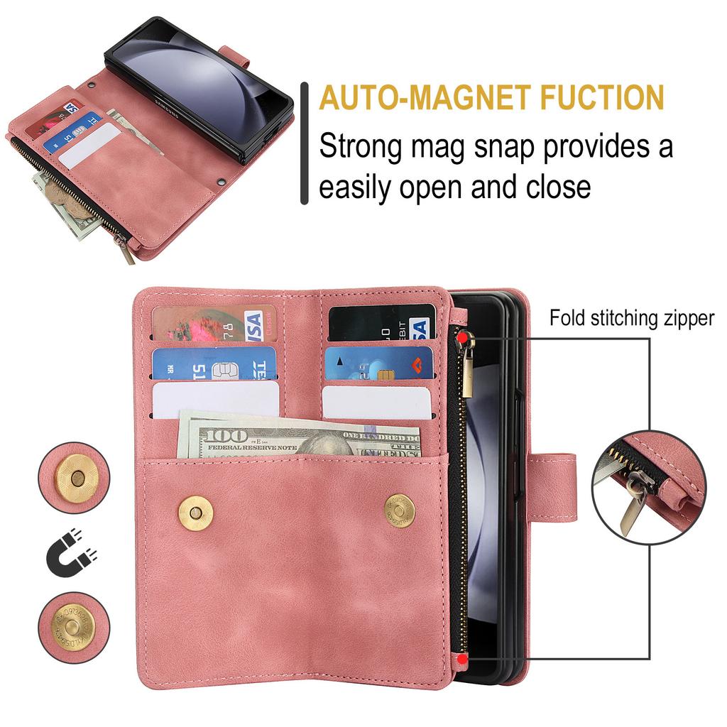 Applicable to Samsung Galaxy Z Fold 6Dreamy Texture Nine-Card Wallet Fold5Card slot flip leather case