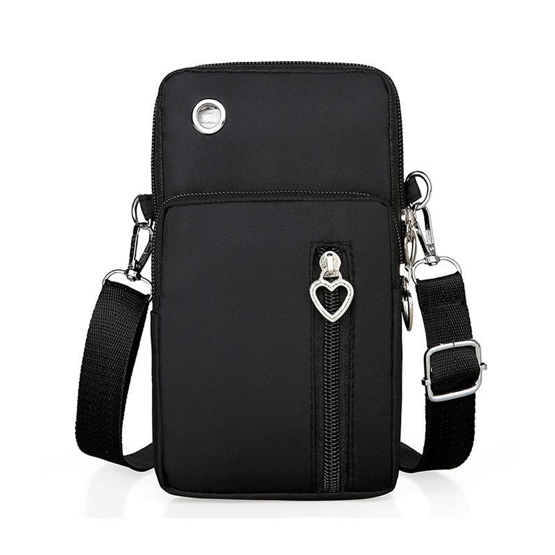 New Mobile Phone Bag, Women's Messenger Bag, Three-layer Zipper Nylon Bag, Vertical Model, Change Bag, Arm Bag.