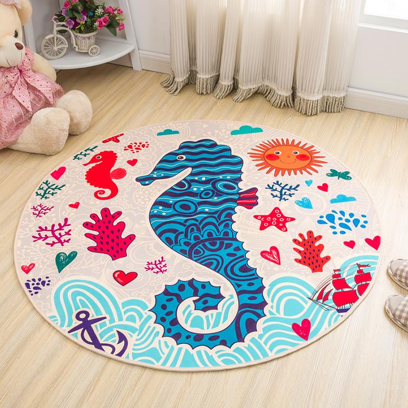 Hand-painted Colorful Printed Pattern Round Floor Mat Home Bedroom Living Room Decoration Lovely Floor Mat Doormat