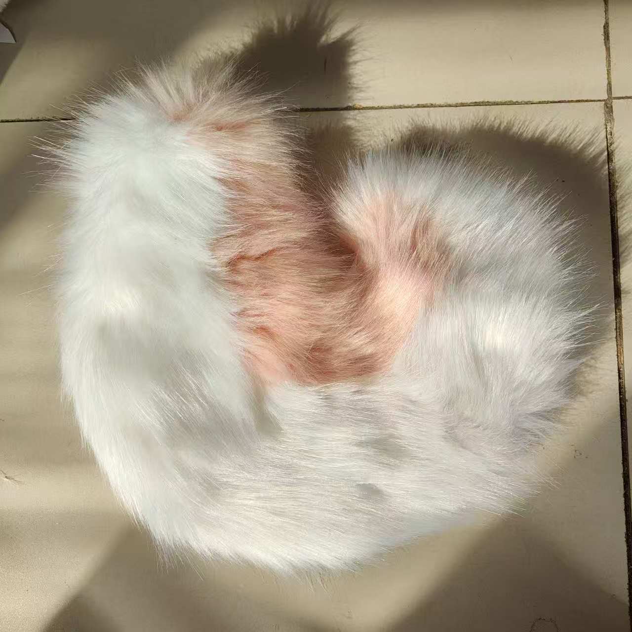 Nieuwe Harige Grote Krullende Shiba Inu Staart Wolvenstaarten Fursuit Meisje Pluche Kunstbont Wolfstaart Verkleedkostuum Anime Lolita Cosplay Accessoires 60cm white