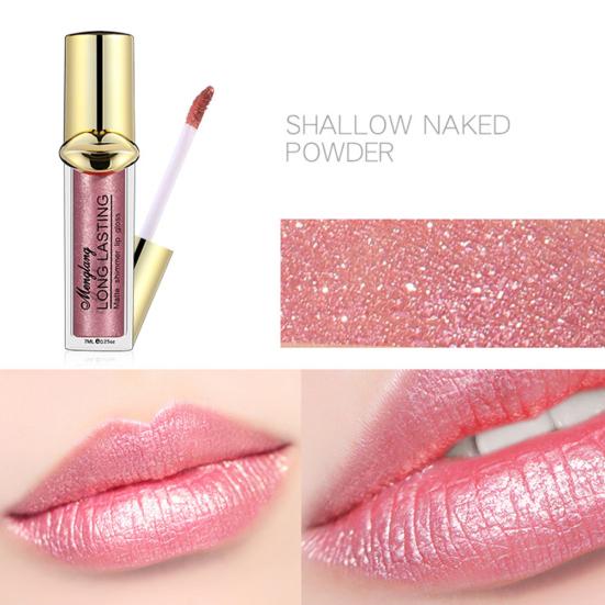 Menglang Wasserdichter Perlglanz-Lipgloss Lang anhaltender Feuchtigkeitsspender Lippenstift