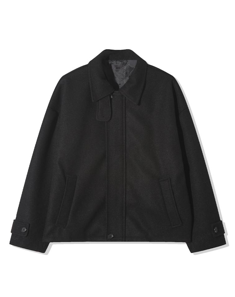 Mugon Livin Leather Neck Half Coat _ Gray
