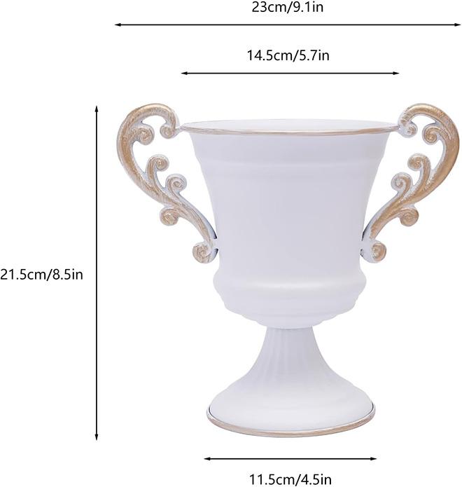NEW Metal Urn Planter Trophy Cup Flower Vase Bow Vintage Style Flower Pot Wedding Centerpieces Vase for Wedding Party Decoration