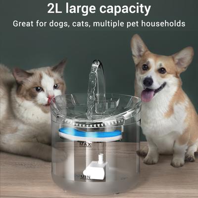 Cat Water Fountain Dog Water Dispenser 1.8L Super Quiet Automatic Pet Drinking FountainTransparent