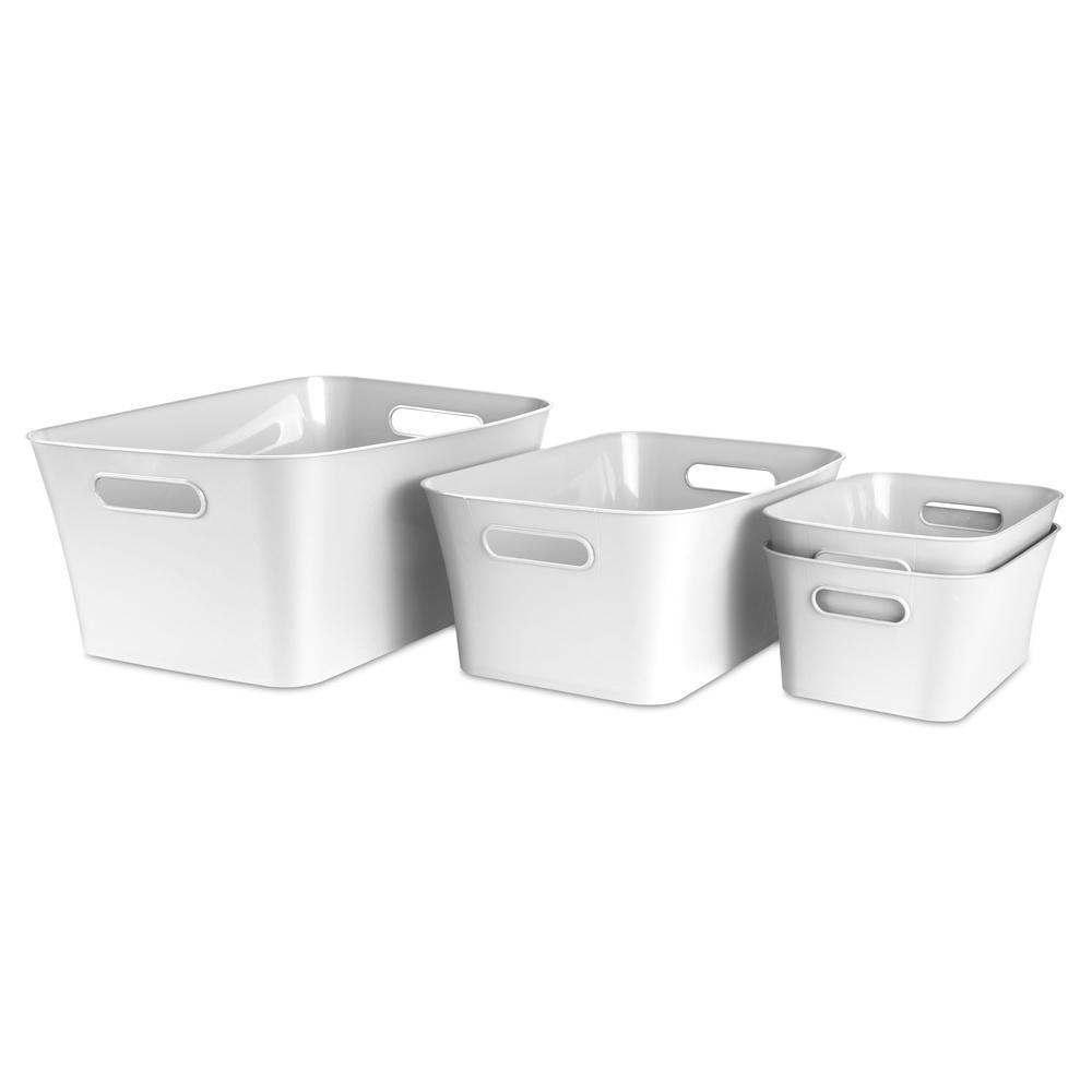3 Pack Large Storage Bins Plastic Containers with Handles Organizing Closet Kitchen Bathroom Living Space