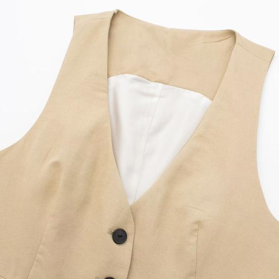 Yousheng Women's Vest Top V Neck Single Breasted Sleeveless Coat Casual Waistcoat with Pockets Ladies Dressy Vest Jacket