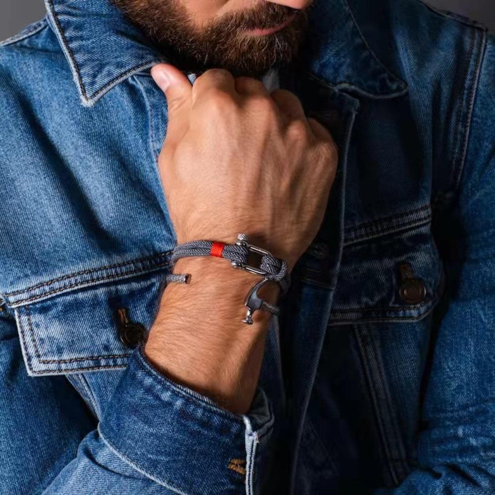 Stainless Steel U-shaped Sports Buckle Contrasting Color Milan Rope Outdoor Survival Horseshoe Buckle Bracelet
