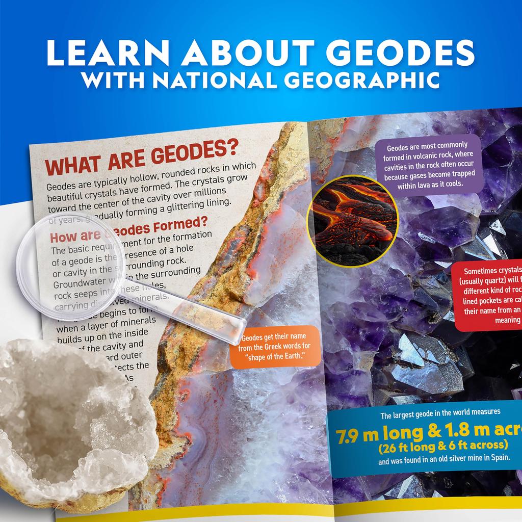 National Geographic Crack Open 15 Geodes and Explore Crystals with NATIONAL GEOGRAPHIC [National Geographic] [Product]