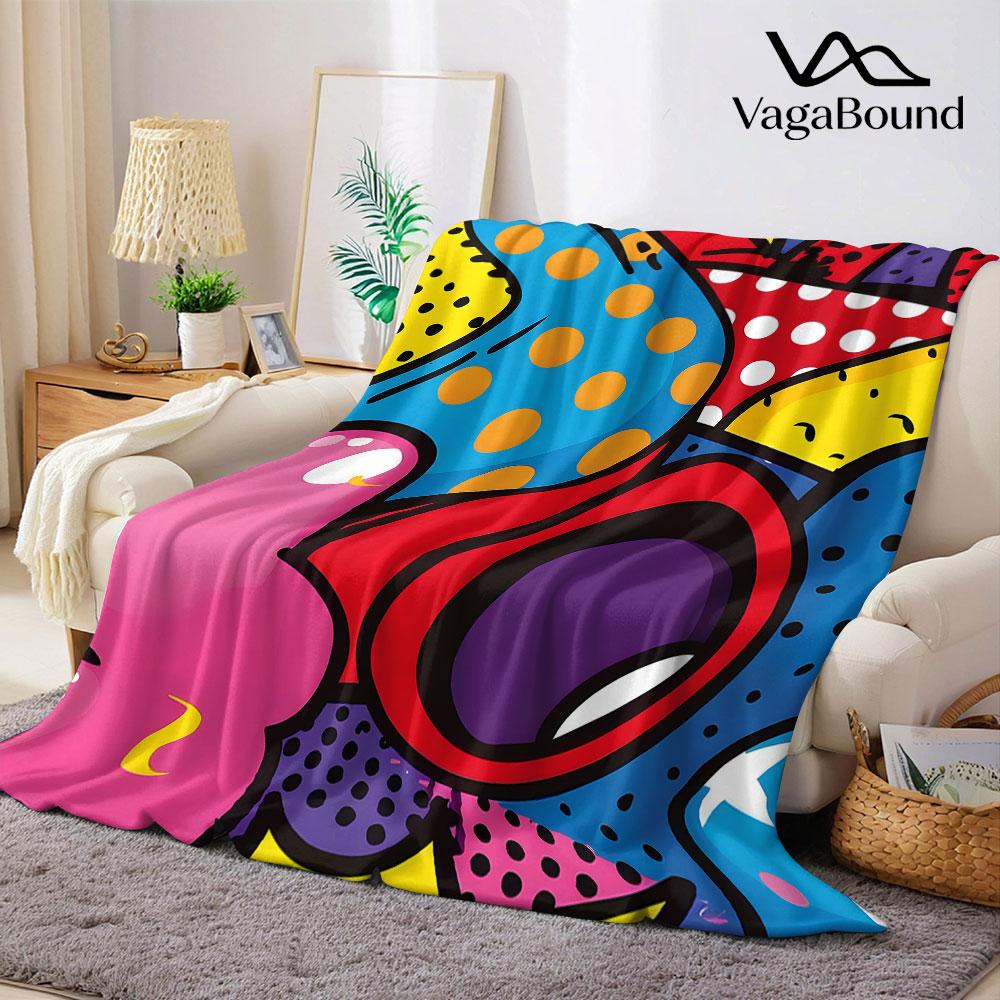 Pop Art Graffiti Flannel Blanket Warm Soft Halloween Christmas Decorative Couch Warm Cozy All-Season Gift