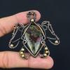 Turtle Shaped Dragon Blood Jasper Gemstone Copper Wire Wrap Handmade Pendant Jewelry