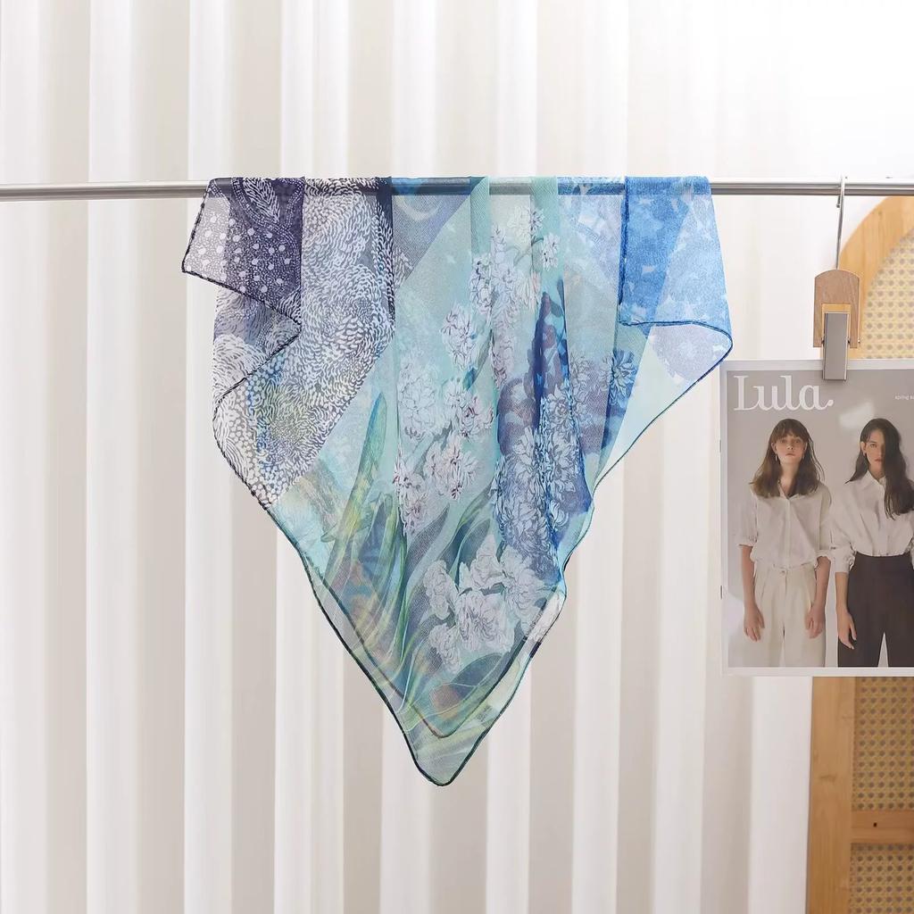 70Cm Square Headkerchief Women Korean Summer Neck Tie Scarf Imation Silk Foulard Hijabs