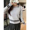 New Autumn 2025 Oversized Chic Korean-Style Polo Collar Knit Sweater for Women