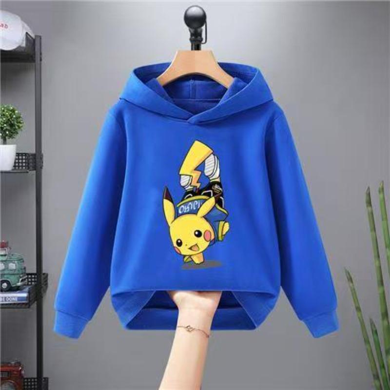 Jungen Freizeit-Hoodie Herbst Winter Modisch Kreativ Niedlich Cartoon Pikachu Warmer Bequemer Hoodie