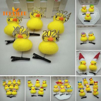 5 Pcs Hairpins,Elastic Spring Bow Decor,Cute Duck Shape,Soft Plush,Anti-slip,Lightweight,Hair Decoration Clips