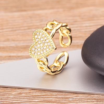 

Nidin Temperament Romantic Heart Open Adjustable Rings for Women Girls Engagement Zircon Party Wedding Gift Jewelry Wholesale