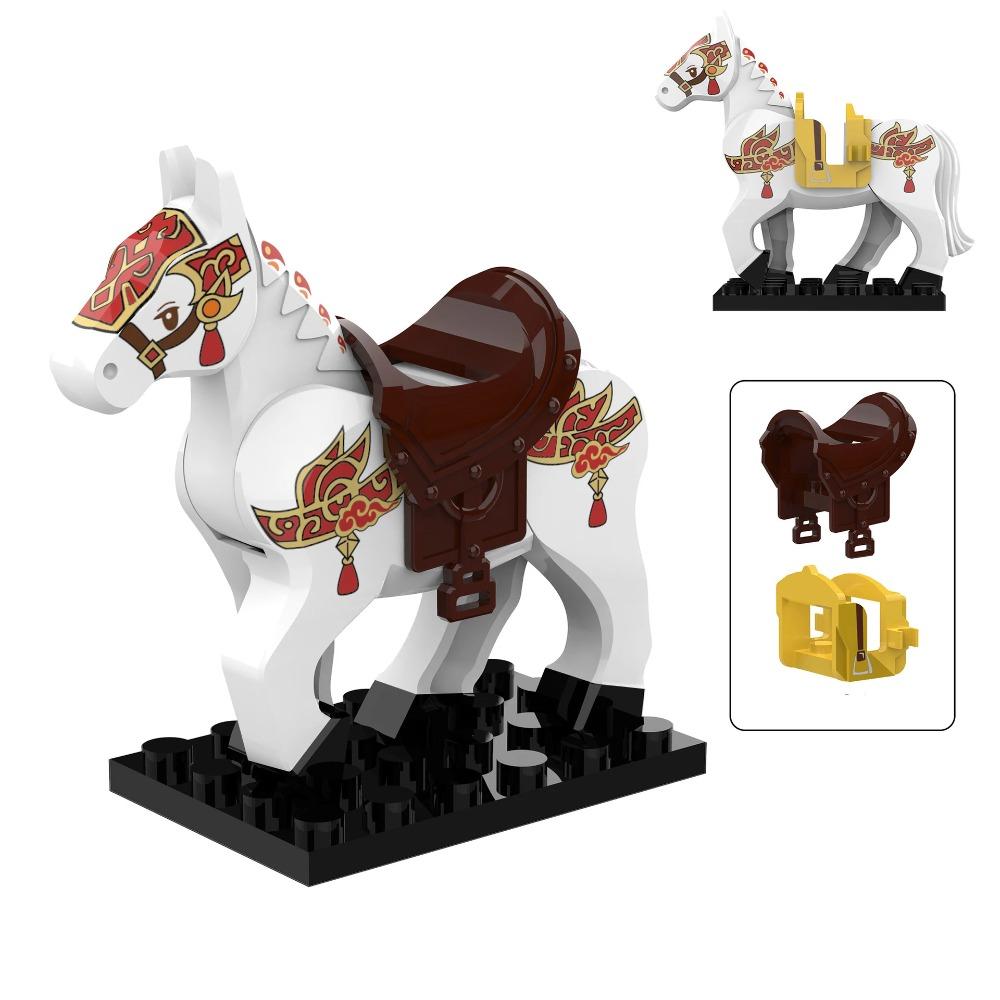 Military Building Blocks Solider Figures Mount War Horse Saddle Reins Adults Children Gifts Toys Animal Accessories Equipments