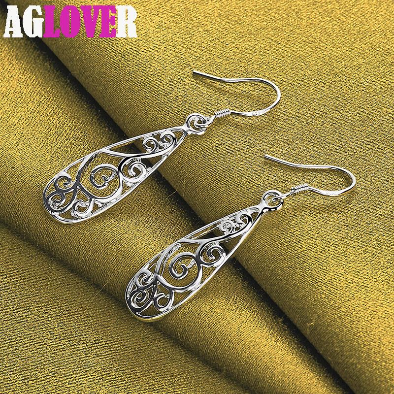 925 Sterling Silver Retro Geometric Drop Earring Jewelry