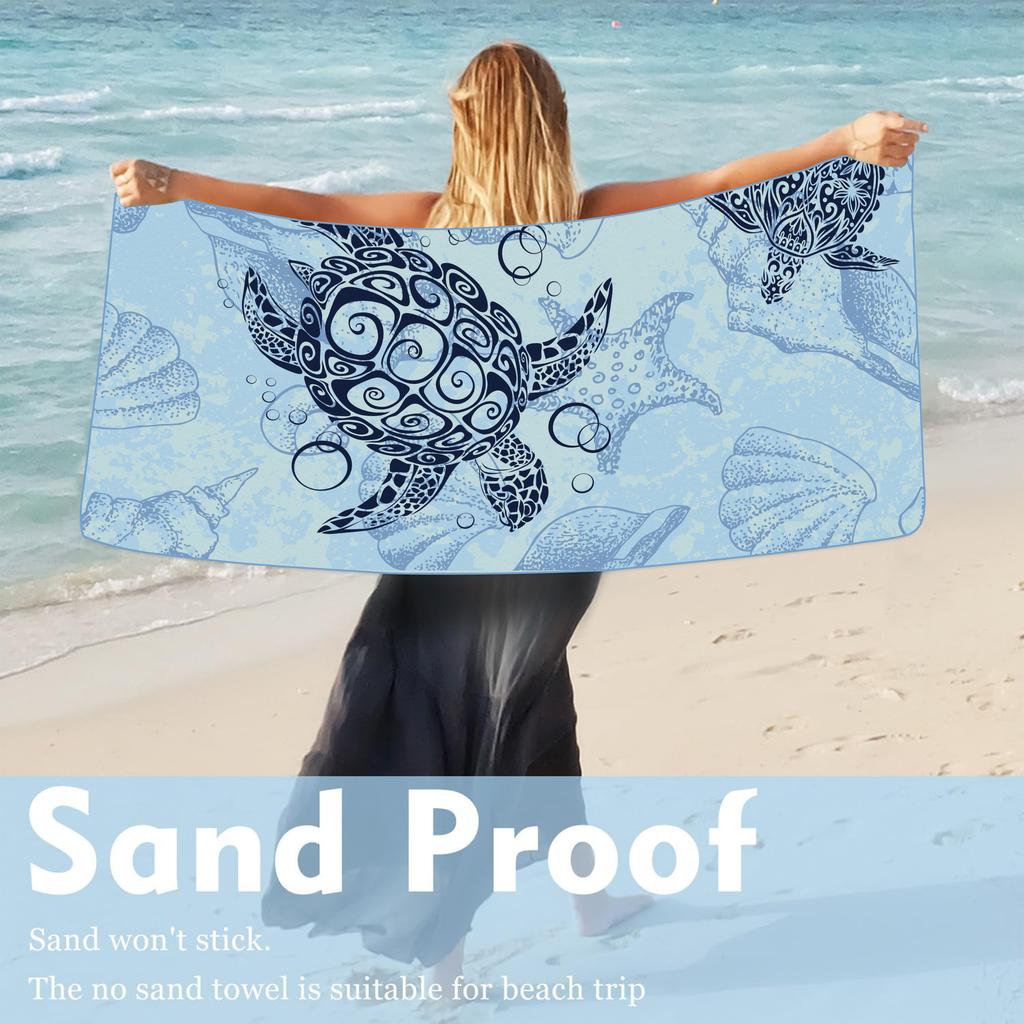1Pc High Quality Microfiber Beach Towel For Swimming Pool, Camping, Picnic, Yoga Gym Sports Super Lightweight Oversized Soft San