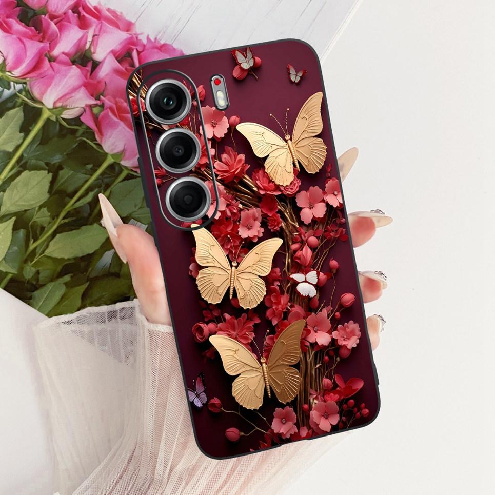 For Tecno Camon 40 Pro 4G 5G Camon40 CM5 Phone Case Colorful Butterflu Flower Women Girly Soft Silicone Casing Matte Back Cover