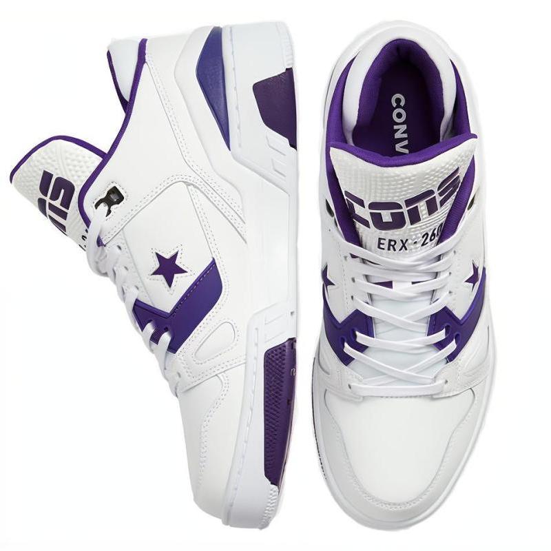 Converse ERX 260 Sporty Versatile Low-Top Vintage Basketball Shoes Unisex White and Purple