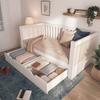 90x190 Cm Daybed White with 2 Drawers, Wood, Rounded Armrests, Comfortable Backrest, Perfect for Small Apartments, Easy Assembly, Without Mattress