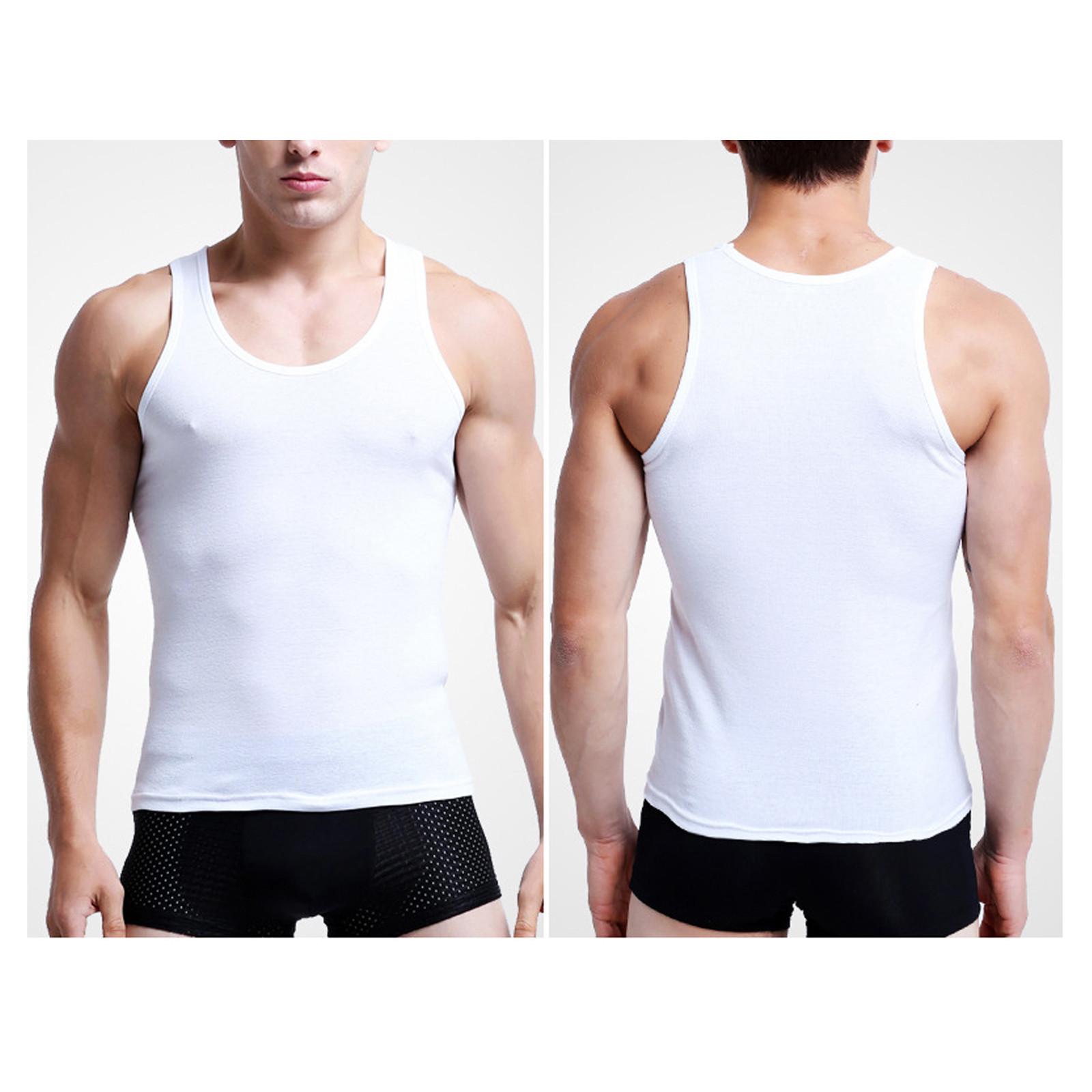 

Men s casual fashion tight round neck sleeveless sports fitness vest XL білий