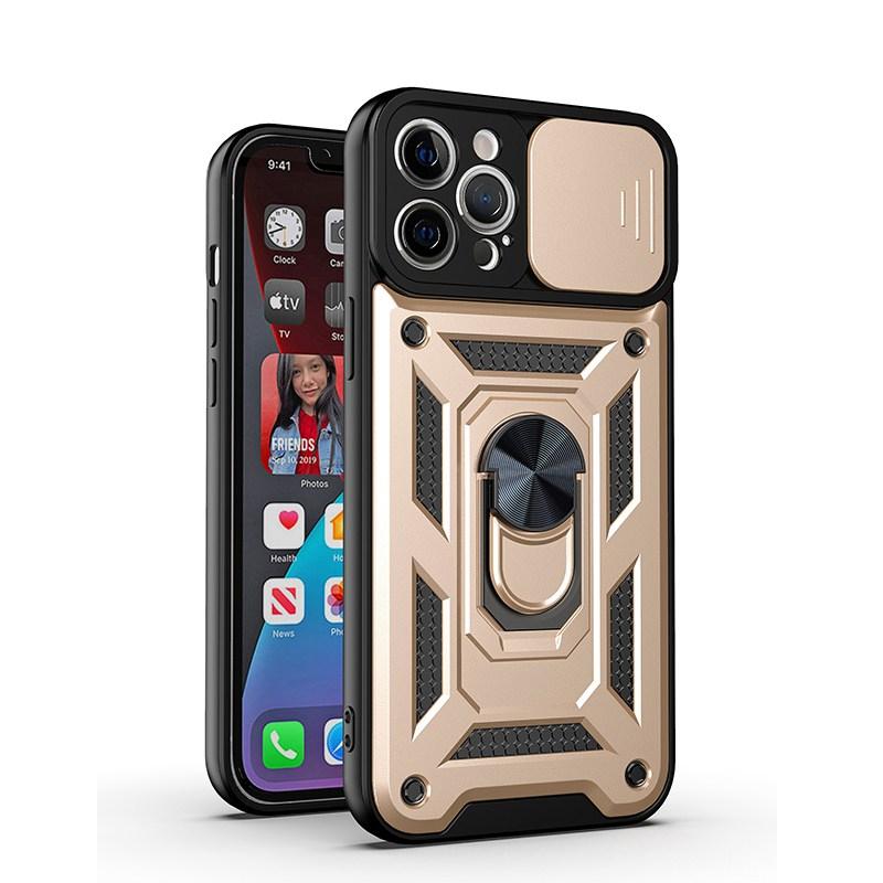 Slide Camera Lens Protective Case for iPhone 14 13 12 Pro Max XS XR 7 8 Plus Military Metal Bumpers Armor Cover For Samsung S21 S20 A12 A52 A72
