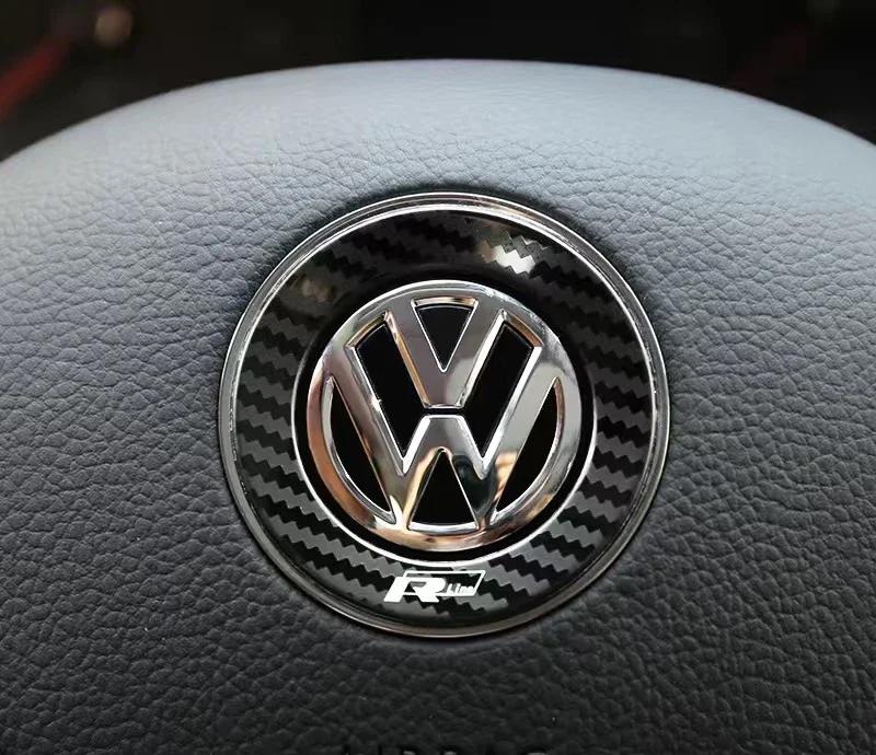 2025 Hot 1Pcs Car Steering Wheel Emblem Stickers Accessories For Volkswagen VW R-line GTI R Polo Golf Touareg Passat Magotan Tig