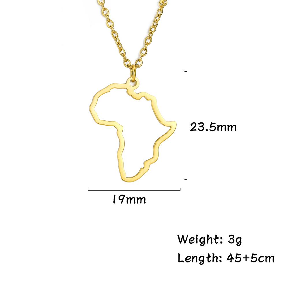 My Shape Africa Map Necklaces for Women Men Stainless Steel South African Map Pendant Chain Choker Hollow Map African Jewelry
