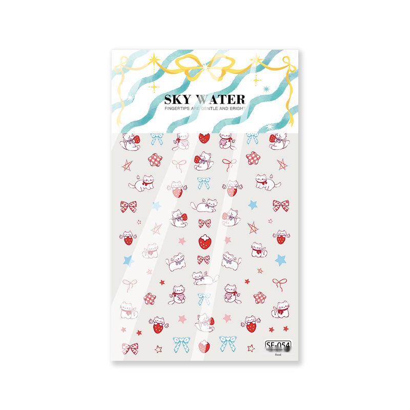 SKY 3D Cartoon Cat & Star Bowknot Nail Art Stickers