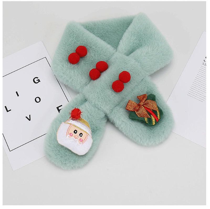 Kids' Winter Plush Scarf: Cozy, Thick, Windproof Neck Warmer with Cute Santa Design for Boys and Girls