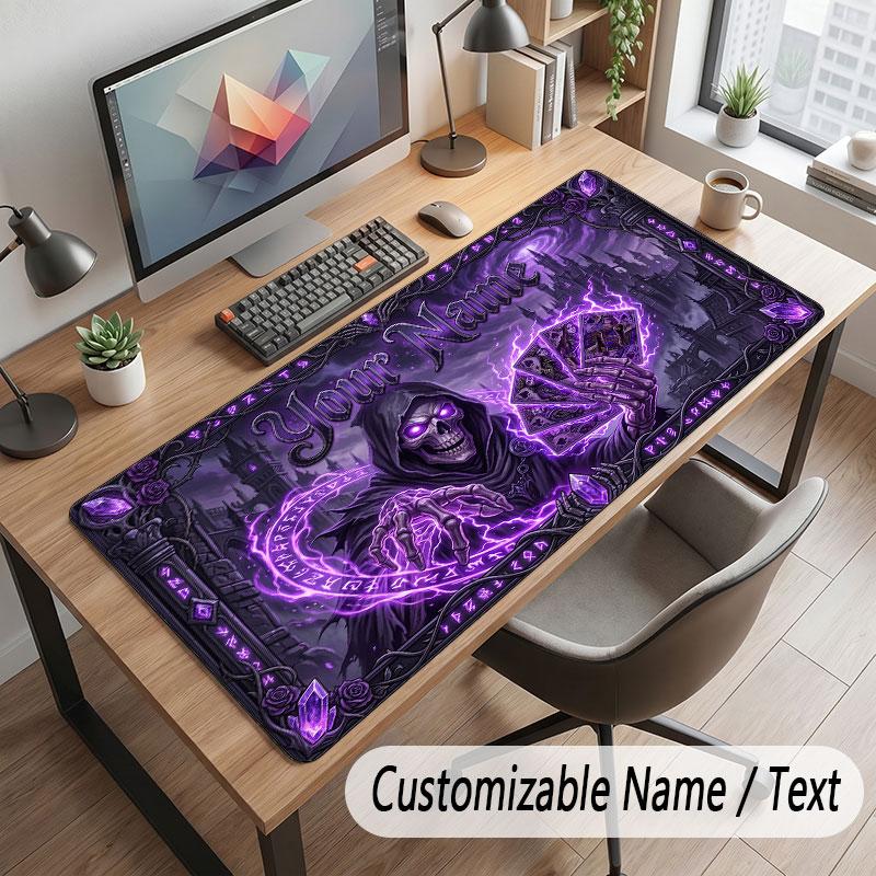 Skull Gothic Theme Customized Mouse Pad Personalized Print Name Text Desk Mat For Home Office Table Decor
