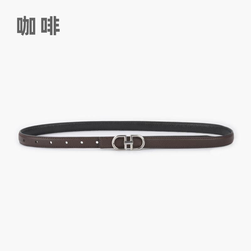 Lychee Pattern First Layer Cowhide Women'S Genuine Leather Women'S Belt Casual Pants Jeans Thin Two-Sided Belt Available