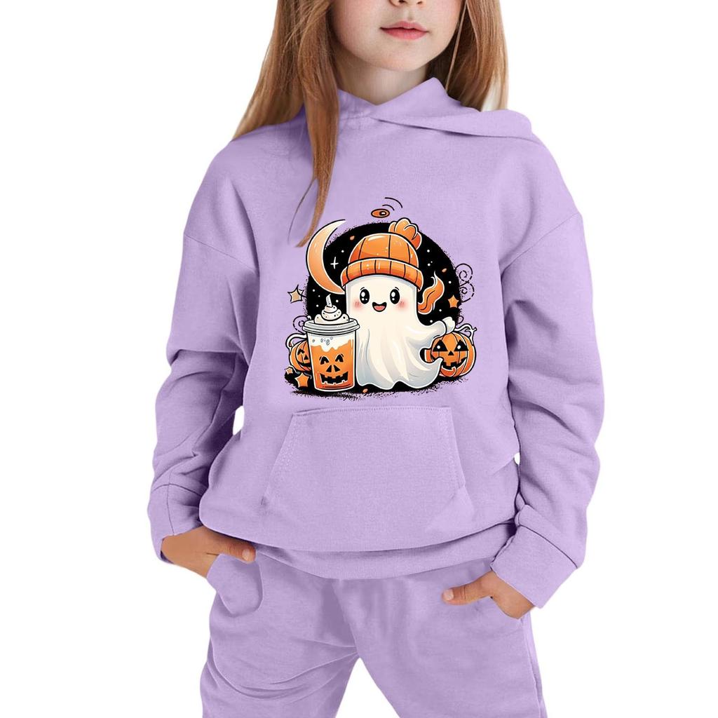 Kids Hoodie with Halloween Print - Long Sleeve Pullover Sweatshirt for Boys and Girls