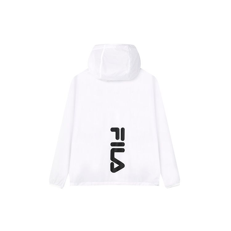 Fila Giacca con Cappuccio Tessuta Leggera Comoda Stampa Logo Lettere Casual Uomo giacche Standard-Bianco F11M228701F-WT