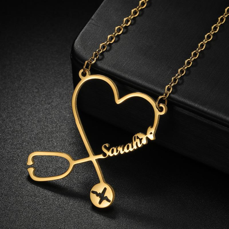 CE ROHS Certification Personalized Custom Name Stainless Steel PVD 18K Gold Plated Pendant Necklace