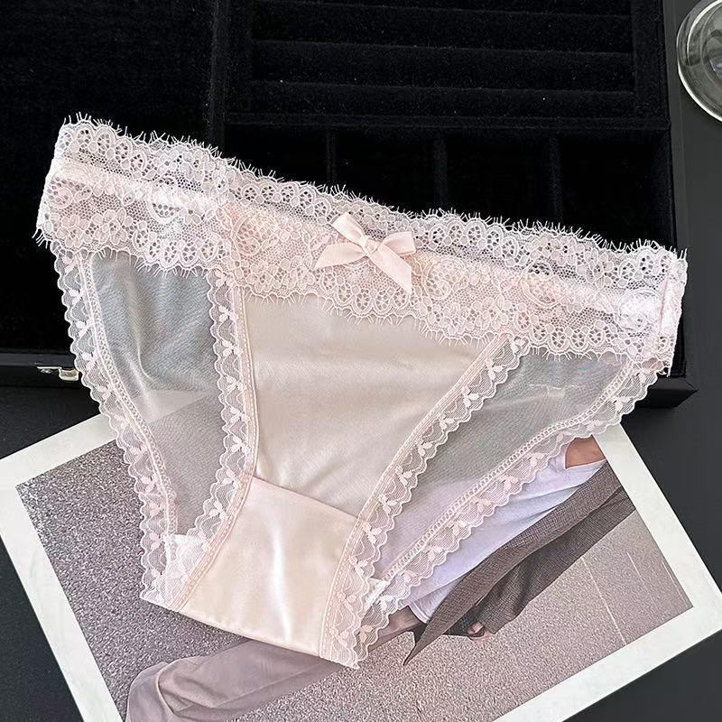 

Жіночі сексуальні трусики з французького мережива та сітки: Вишукані, Зручні, Прозорі Літні Труси M рожевий