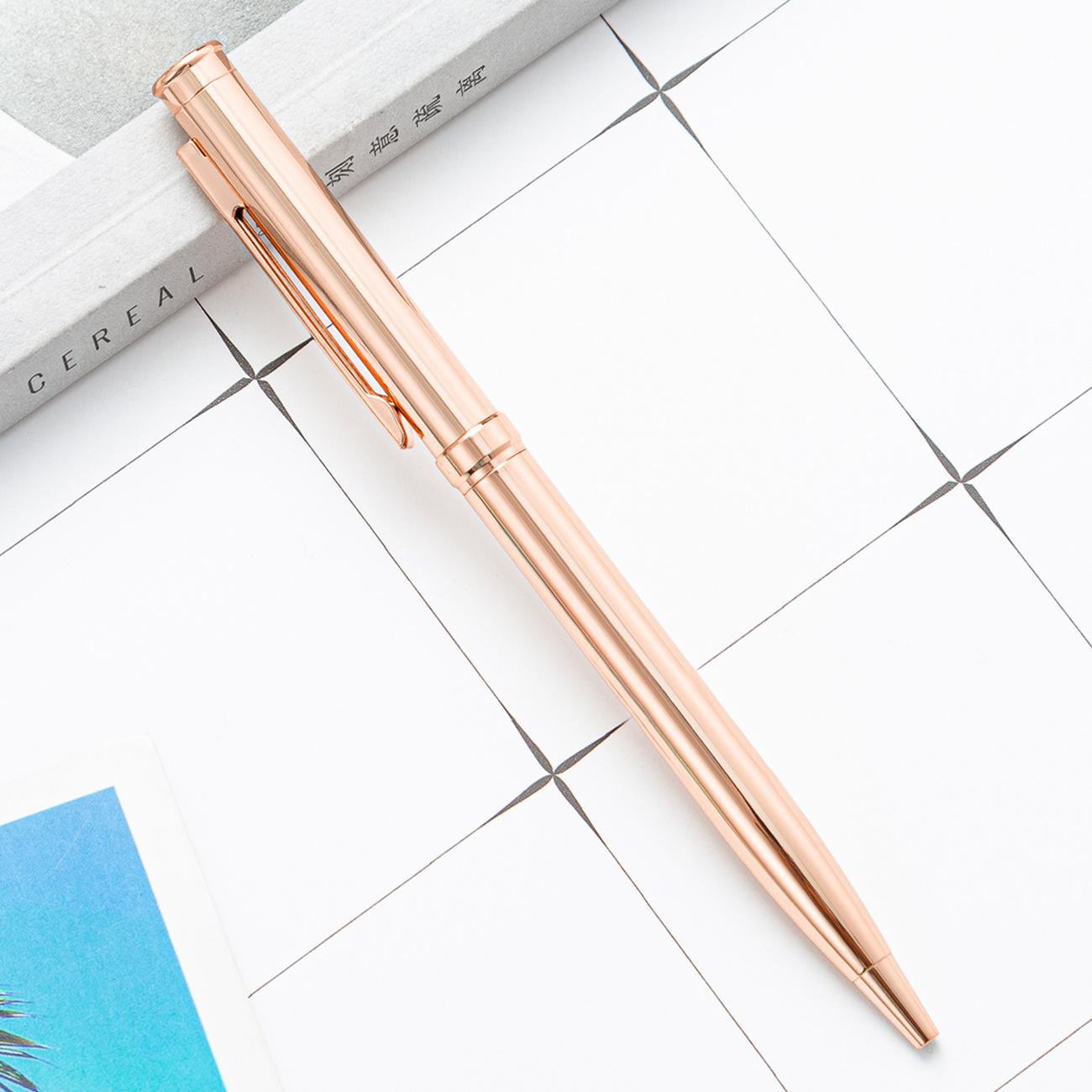 

Electroplated Metal Ballpoint Pen Gift 1.0mm Black Ink – Premium Office & School Writing Instrument розового золота