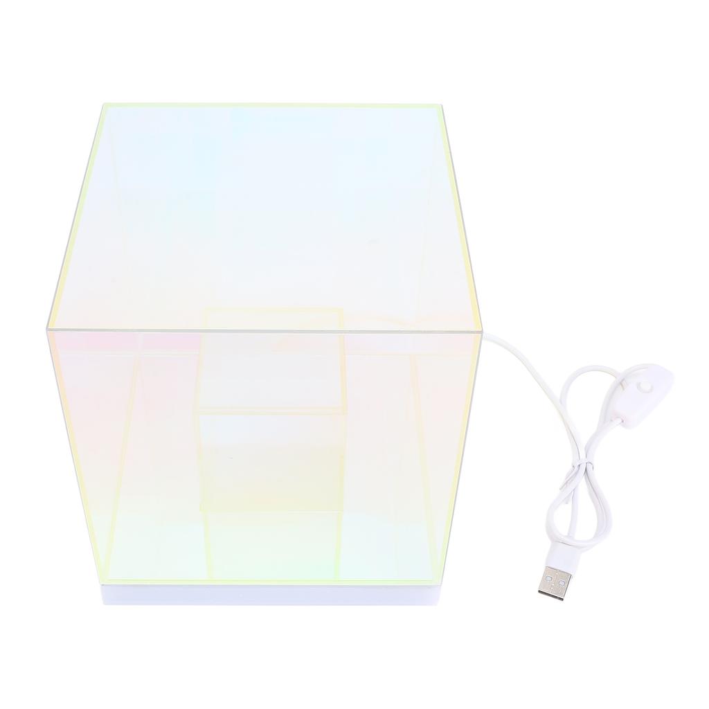 3D Cube LED Table Lamp RGB Colorful Clear Modern USB Square Table Night Light for Bedroom Living