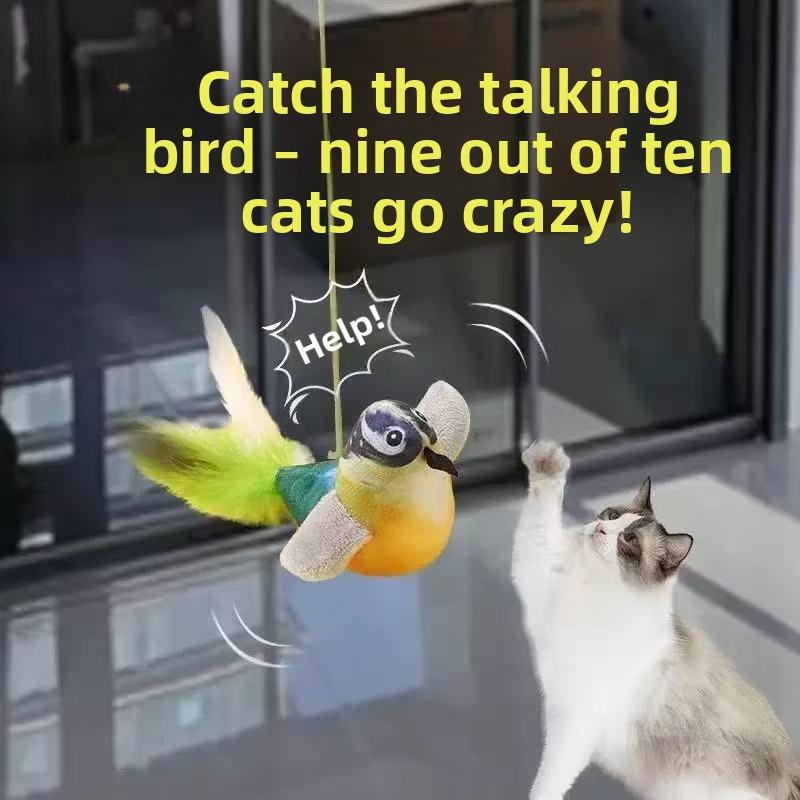 Juguetes para Gatos para Auto-entretenimiento, Columpios, Varitas para Gatos, Pájaros Simulados Resistentes a las Plumas Que Pueden Llamar, Suministros para Gatitos