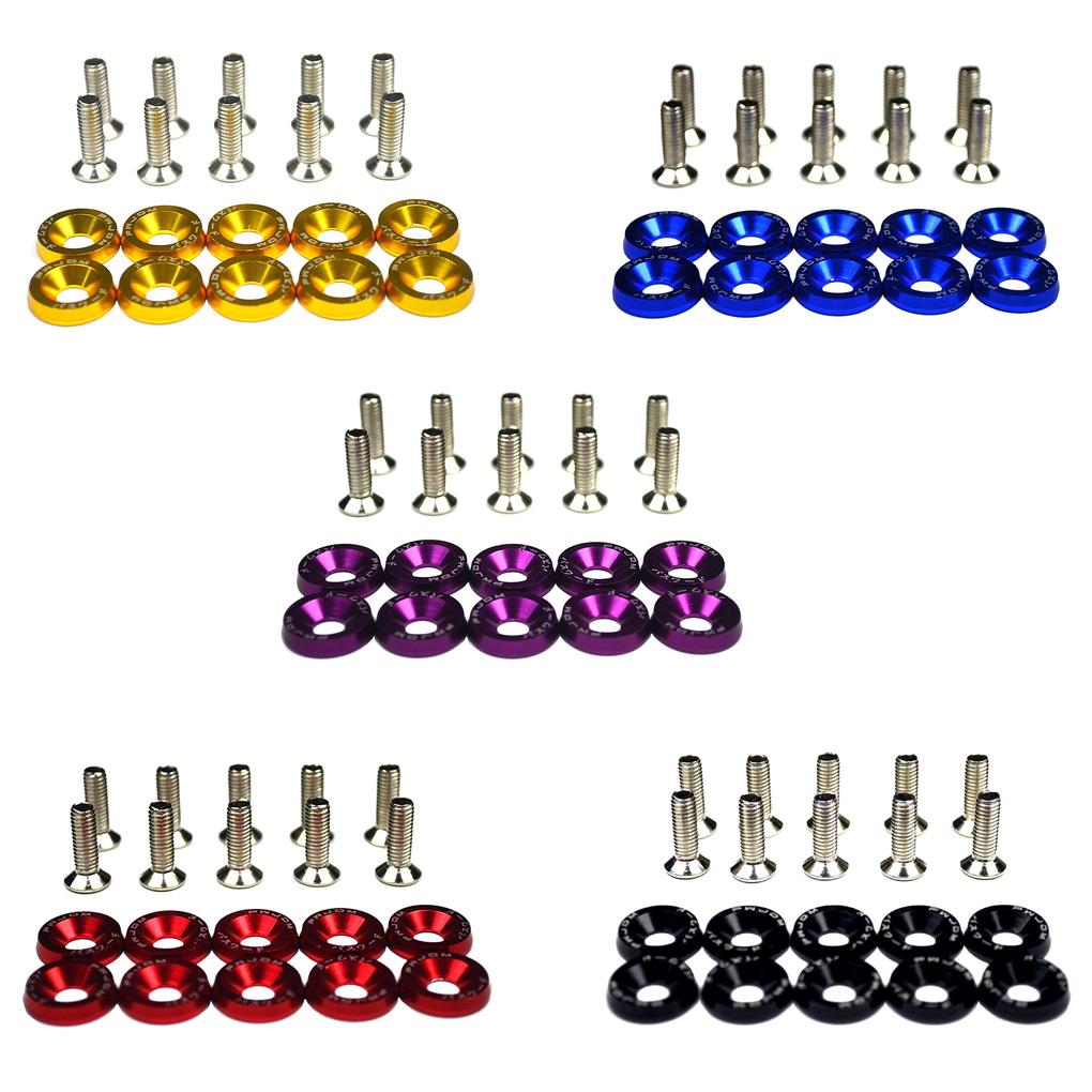 10pcs For M6 JDM Car Bumper Engine Concave Screws Modified Hex Fasteners Fender Washer Auto Part Accessories