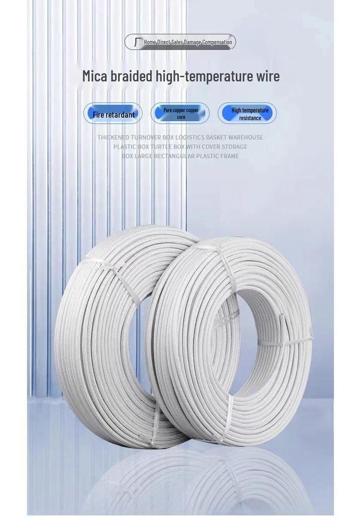 Mica 500° Fireproof Single Core Flame Retardant Electromagnetic Heating Wire - Available in 2/4/6/10 Sq. Options