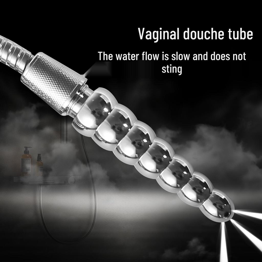 7-Bead Metal Anal & Vaginal Enema Device, G-Spot Cleanser & Masturbation Tool