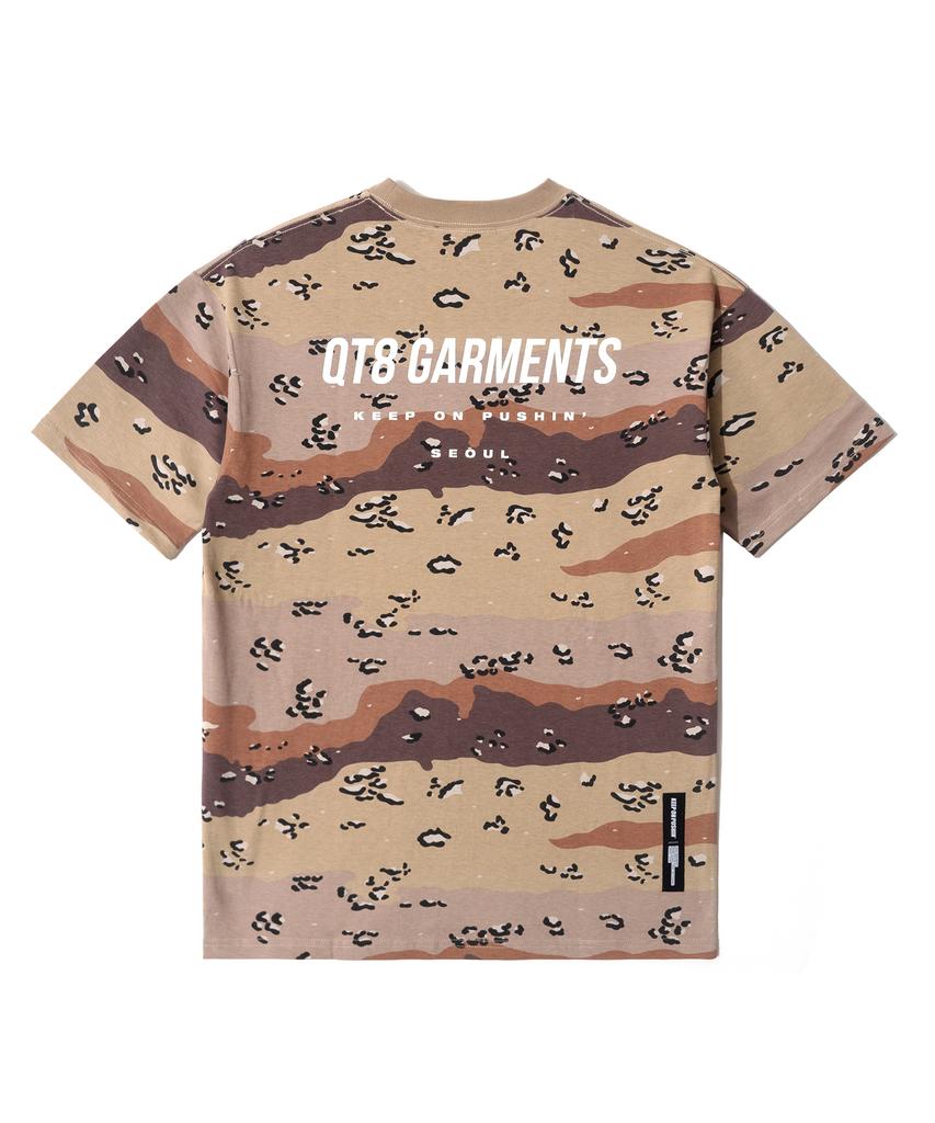 QT8 GARMENTS Oc Simple Logo Chocolate Chip Camo Tee (Beige)