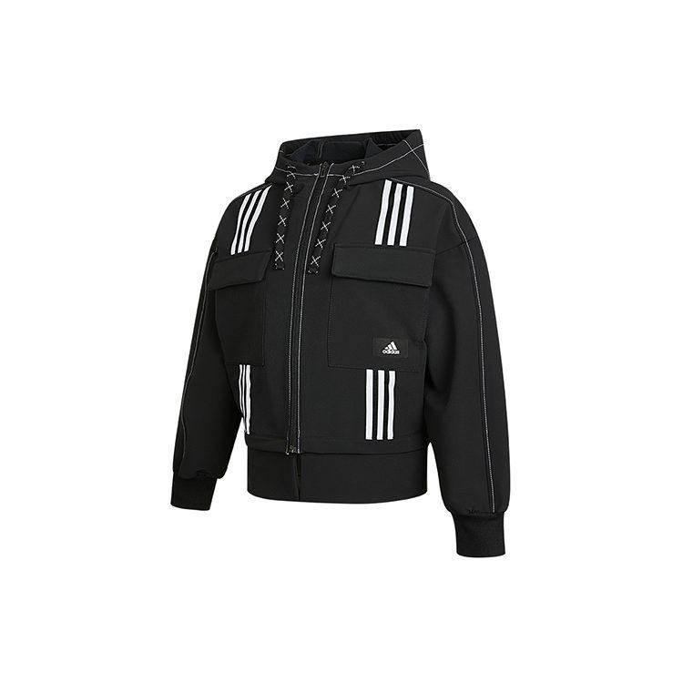 adidas Jackets Women's Black Hooded Moderate Workwear GP0628