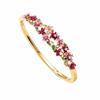 Rhinestone Decor Enamel Bracelet Colorful Floral Open Cuff Bangle  Wedding Jewelry