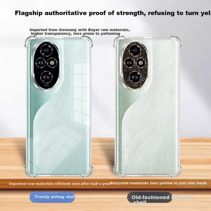 Kelleia Phone Case Honor 200, Honor 200 Protective Cover, Full Protection Shockproof TPU Four-Corner Airbag Silicone Soft/Protective Case, Transparent