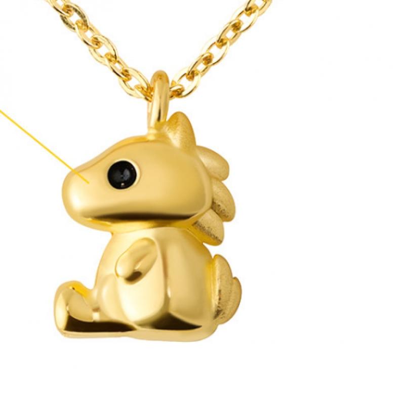 Porti 24k Gold 1.875g Horse Necklace Red