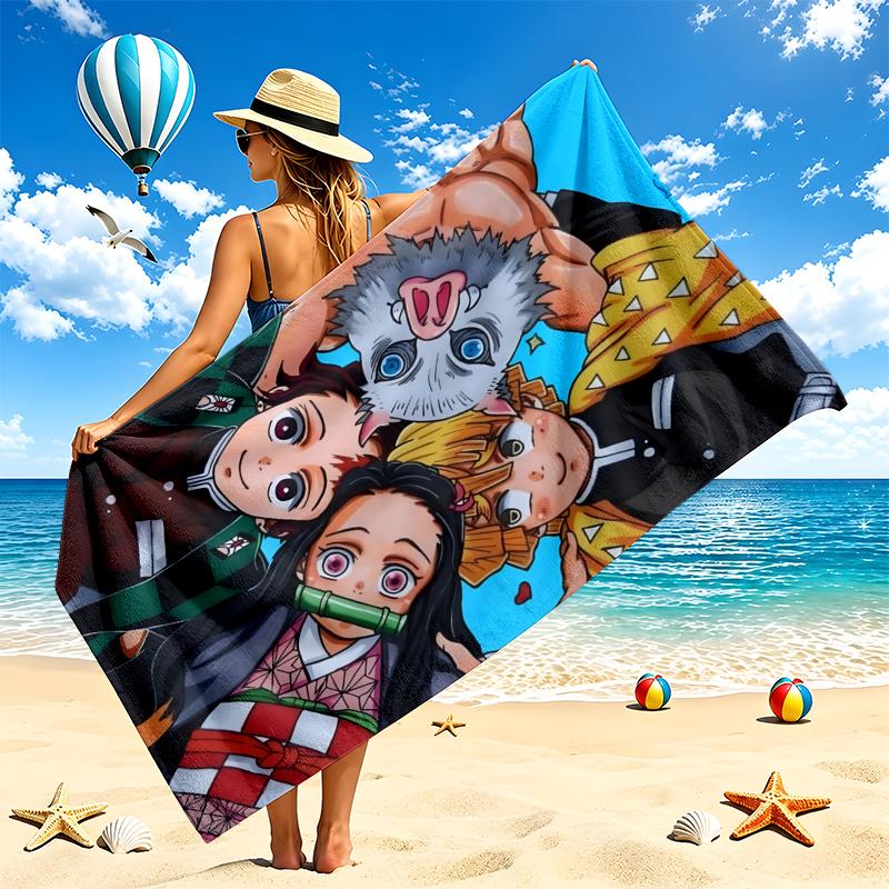 Akaza Demon Slayer Beach Towel Quick Dry Soft MicrofiberSand Resistant Oversized Cabana Bath Sheet for Swimming Pool Travel Gift