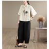 DIMANAF 2026 Women Plus Size New Summer Blouse Shirt Short Sleeve Cotton Print Casual Loose Lady Tops Shirts